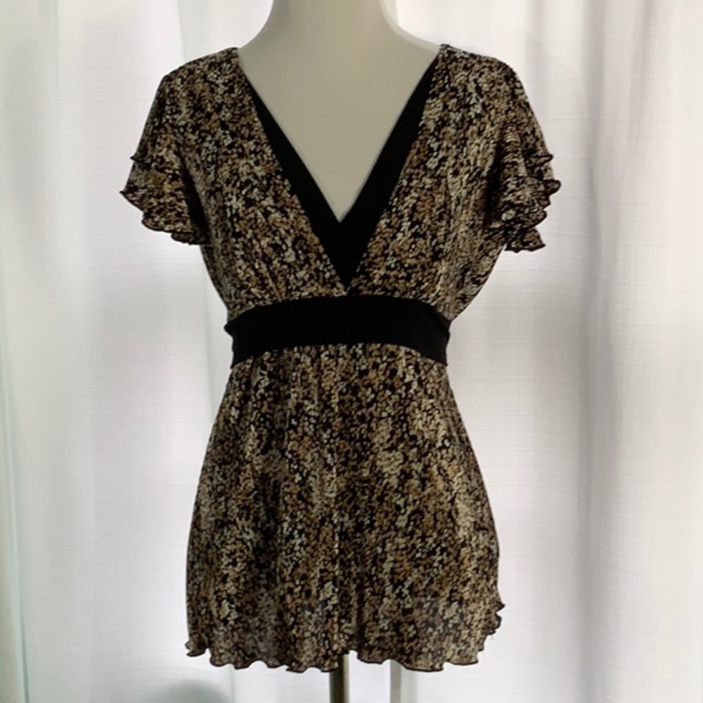 Dressbarn Tunic Top Brown Black Tan Dress Barn